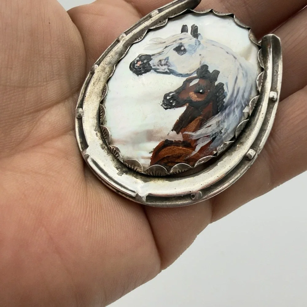 Antique Victorian Sterling Silver Pendant Converted Vesta Case Equestrian Read